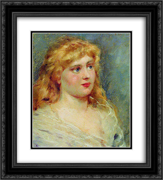 Portrait of Blonde 20x22 Black Ornate Wood Framed Art Print Poster with Double Matting by Makovsky, Konstantin