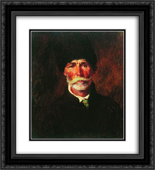 Portrait of E.Gilechenko 20x22 Black Ornate Wood Framed Art Print Poster with Double Matting by Makovsky, Konstantin