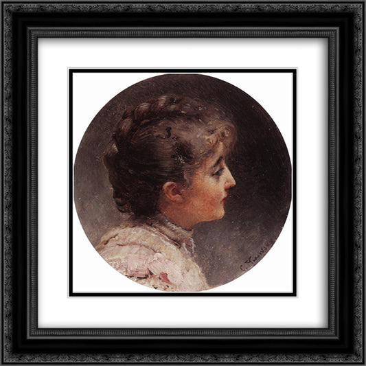 Portrait of Lady Vivien 20x20 Black Ornate Wood Framed Art Print Poster with Double Matting by Makovsky, Konstantin