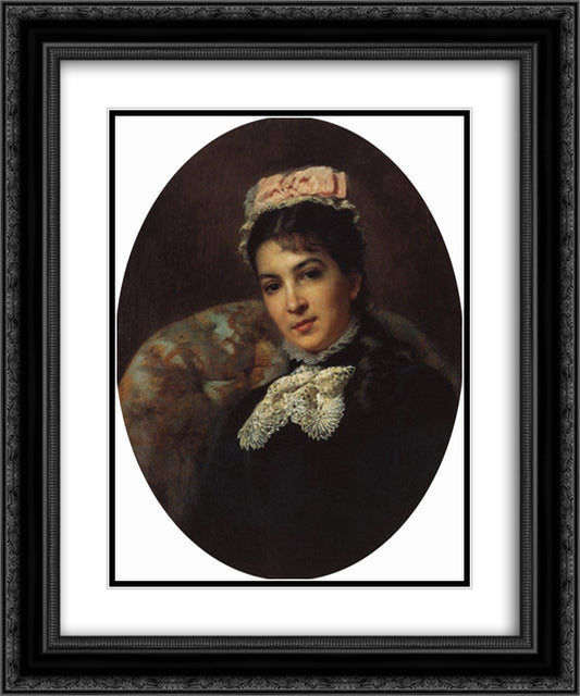 Portrait of Margarita Savina 20x24 Black Ornate Wood Framed Art Print Poster with Double Matting by Makovsky, Konstantin