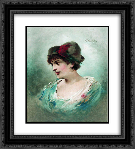 Portrait of Maria Petipa 20x22 Black Ornate Wood Framed Art Print Poster with Double Matting by Makovsky, Konstantin