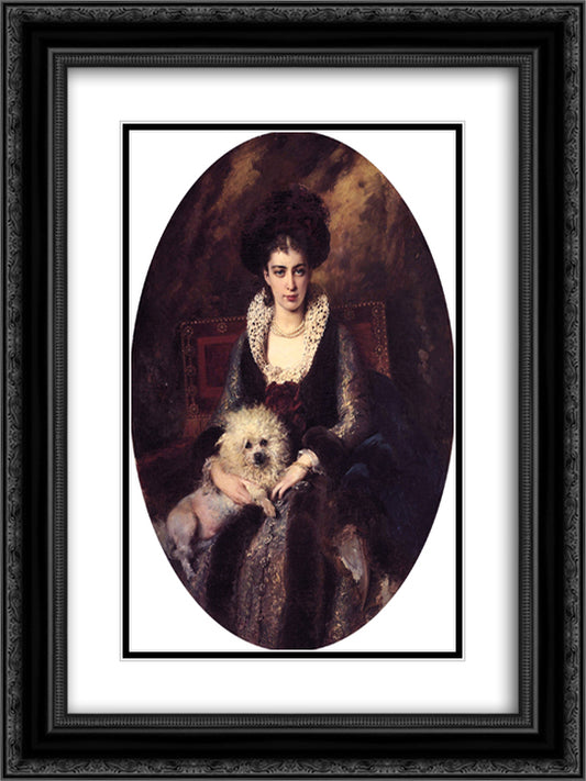 Portrait of the Artist's Wife 18x24 Black Ornate Wood Framed Art Print Poster with Double Matting by Makovsky, Konstantin
