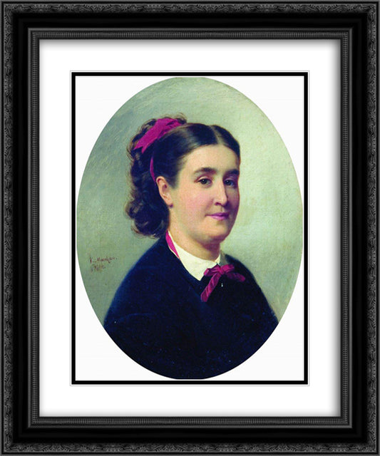 Portrait of the Lady 20x24 Black Ornate Wood Framed Art Print Poster with Double Matting by Makovsky, Konstantin