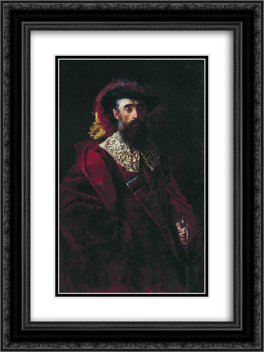 Portrait of the Man in Red Velvet Suit 18x24 Black Ornate Wood Framed Art Print Poster with Double Matting by Makovsky, Konstantin