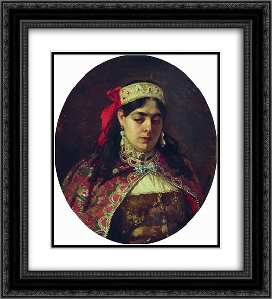 Portrait of Tsarevna Sofia 20x22 Black Ornate Wood Framed Art Print Poster with Double Matting by Makovsky, Konstantin