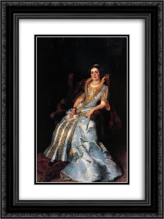 Portrait of V.Morozova 18x24 Black Ornate Wood Framed Art Print Poster with Double Matting by Makovsky, Konstantin