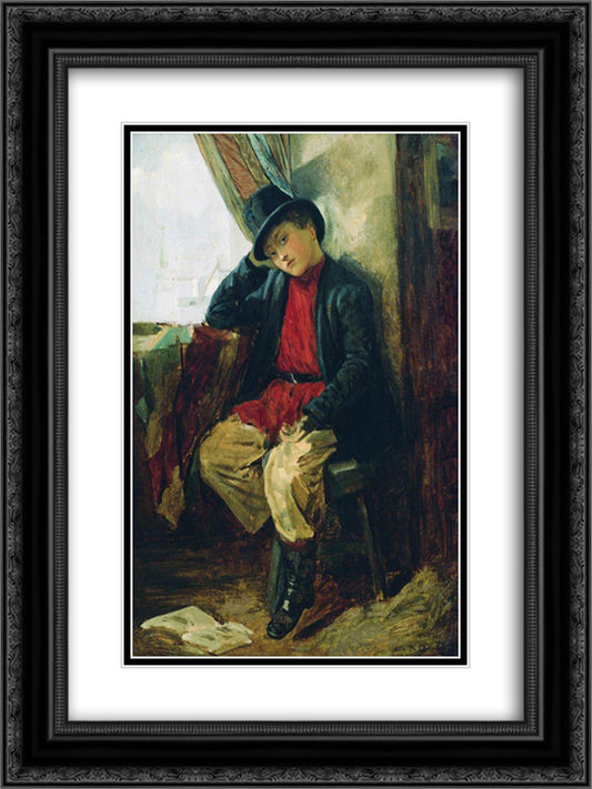 Portrait of Vladimir Makovsky in Childhood 18x24 Black Ornate Wood Framed Art Print Poster with Double Matting by Makovsky, Konstantin