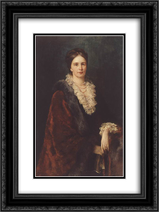 Praskovia Uvarova 18x24 Black Ornate Wood Framed Art Print Poster with Double Matting by Makovsky, Konstantin