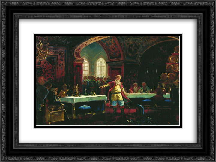 Prince Repin at the Banquet of Ivan the Terrible 24x18 Black Ornate Wood Framed Art Print Poster with Double Matting by Makovsky, Konstantin