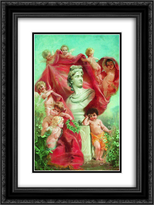 Sculpture 18x24 Black Ornate Wood Framed Art Print Poster with Double Matting by Makovsky, Konstantin