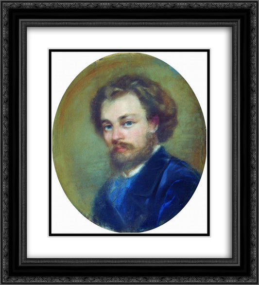 Self-Portrait 20x22 Black Ornate Wood Framed Art Print Poster with Double Matting by Makovsky, Konstantin