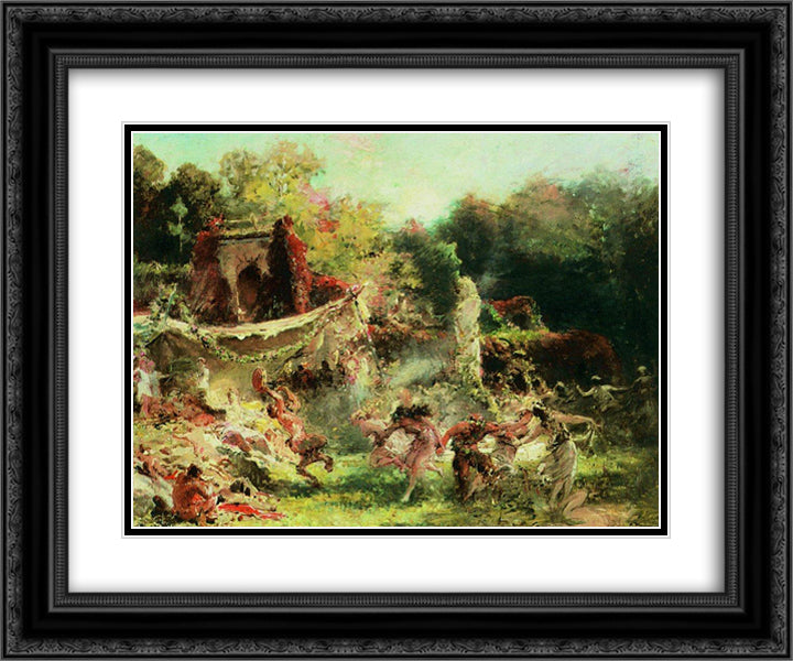 Spring Bacchanalia 24x20 Black Ornate Wood Framed Art Print Poster with Double Matting by Makovsky, Konstantin