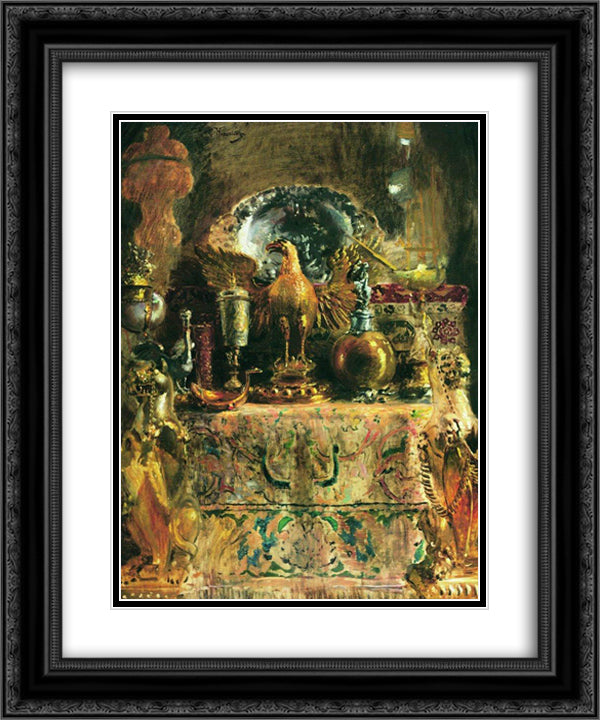 Still Life (Palace of Facets) 20x24 Black Ornate Wood Framed Art Print Poster with Double Matting by Makovsky, Konstantin