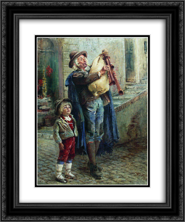 Strolling Musicians 20x24 Black Ornate Wood Framed Art Print Poster with Double Matting by Makovsky, Konstantin