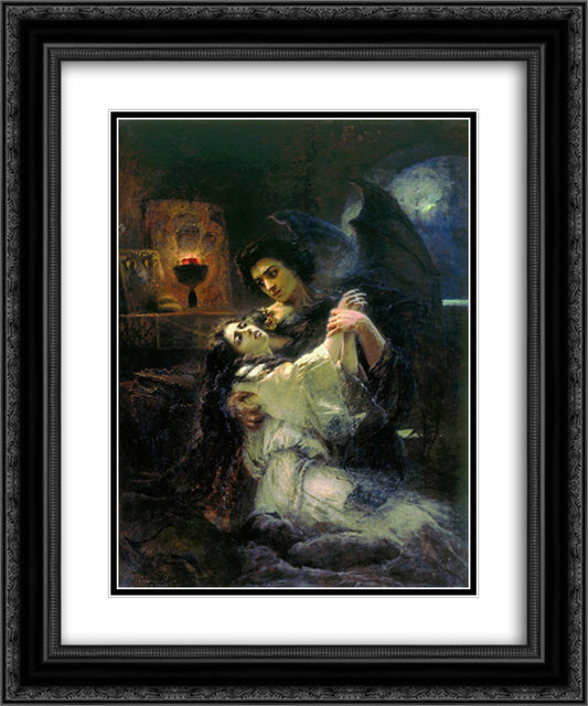 Tamara and Demon 20x24 Black Ornate Wood Framed Art Print Poster with Double Matting by Makovsky, Konstantin