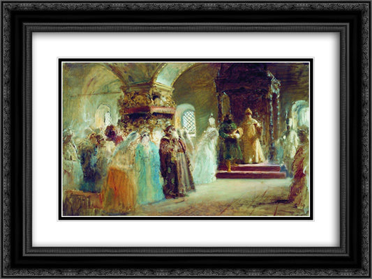 Tsar Alexei Michaylovich choosing a bride 24x18 Black Ornate Wood Framed Art Print Poster with Double Matting by Makovsky, Konstantin