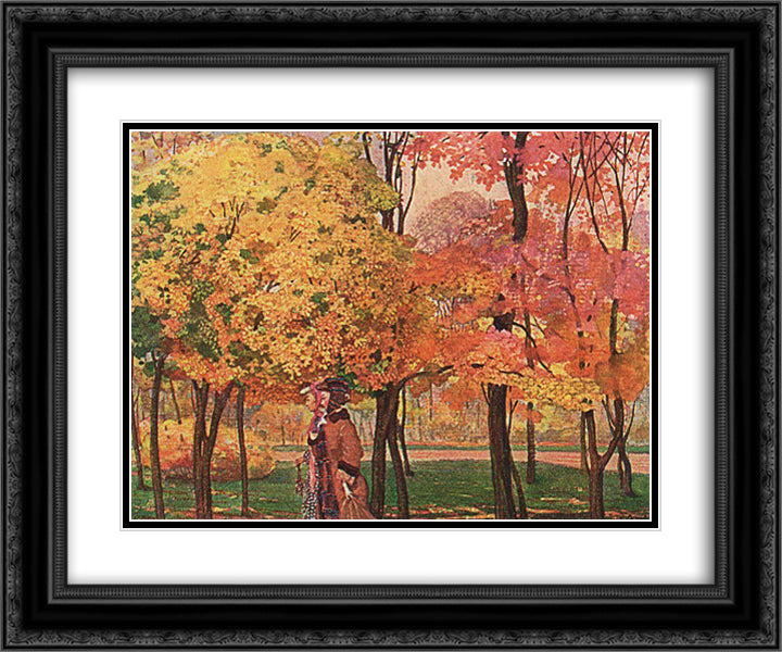 Autumn 24x20 Black Ornate Wood Framed Art Print Poster with Double Matting by Somov, Konstantin