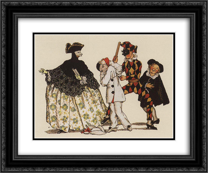 Book of the Marquise. Illustration 5 24x20 Black Ornate Wood Framed Art Print Poster with Double Matting by Somov, Konstantin