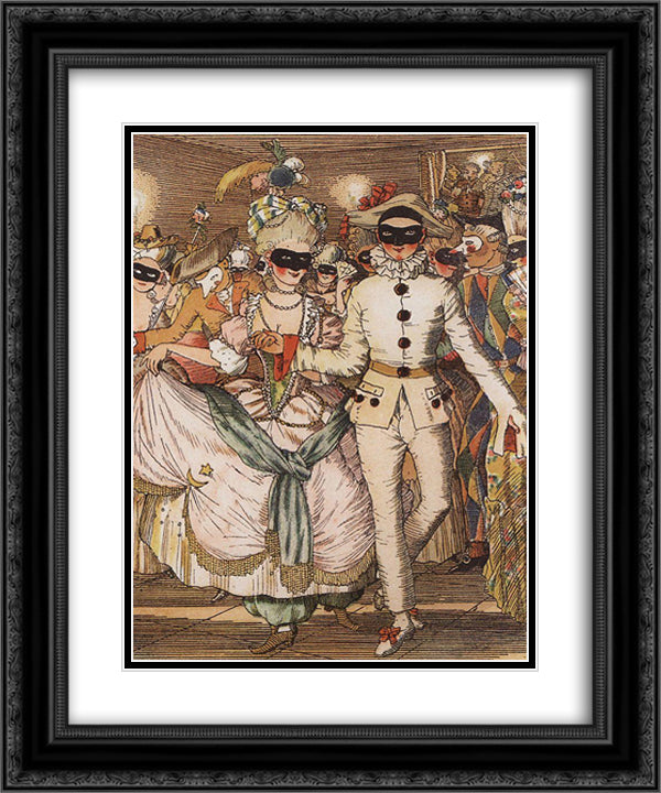 Book of the Marquise. Illustration 8 20x24 Black Ornate Wood Framed Art Print Poster with Double Matting by Somov, Konstantin