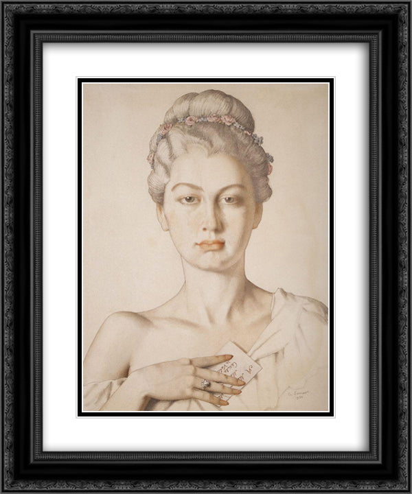 Cecile de Volanzh 20x24 Black Ornate Wood Framed Art Print Poster with Double Matting by Somov, Konstantin