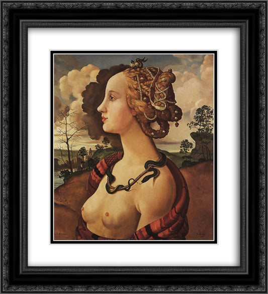 Copy of 'Portrait of Simonetta Vespucci' by Piero di Cosimo 20x22 Black Ornate Wood Framed Art Print Poster with Double Matting by Somov, Konstantin