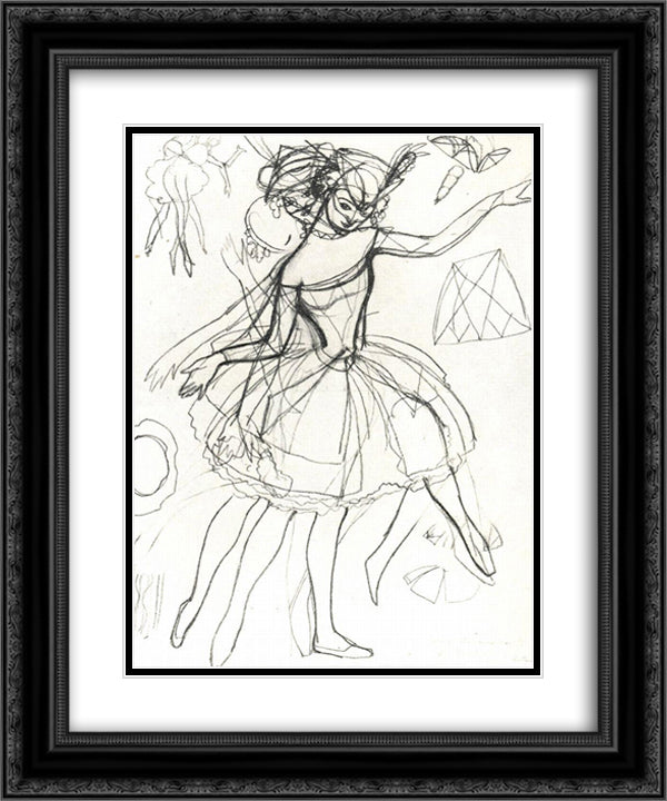 Costume sketches of Columbine for Anna Pavlova 20x24 Black Ornate Wood Framed Art Print Poster with Double Matting by Somov, Konstantin
