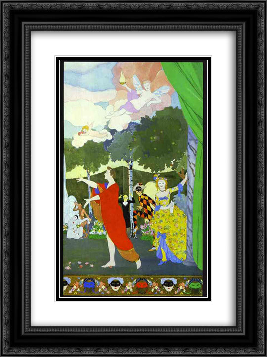 Curtain Design for the 'Free Theatre' in Moscow 18x24 Black Ornate Wood Framed Art Print Poster with Double Matting by Somov, Konstantin
