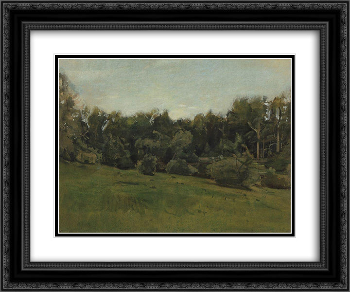 Edge of the Forest. Ligovo 24x20 Black Ornate Wood Framed Art Print Poster with Double Matting by Somov, Konstantin