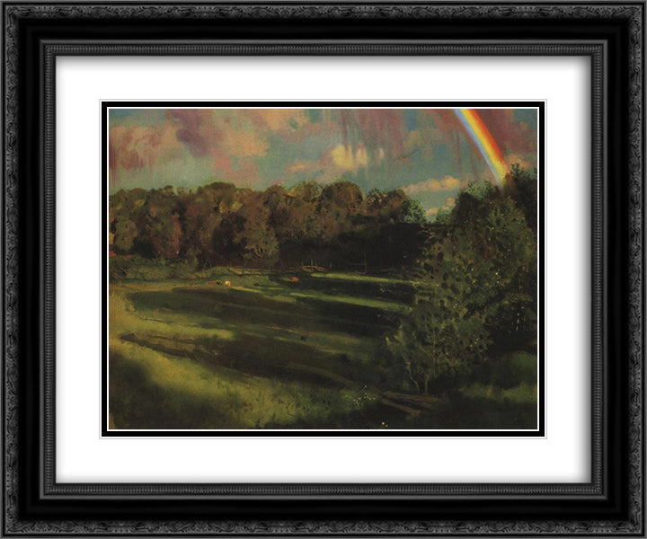 Evening Shadows 24x20 Black Ornate Wood Framed Art Print Poster with Double Matting by Somov, Konstantin