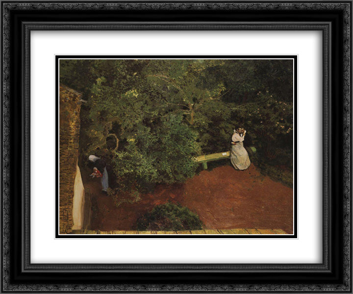 Family Happiness 24x20 Black Ornate Wood Framed Art Print Poster with Double Matting by Somov, Konstantin