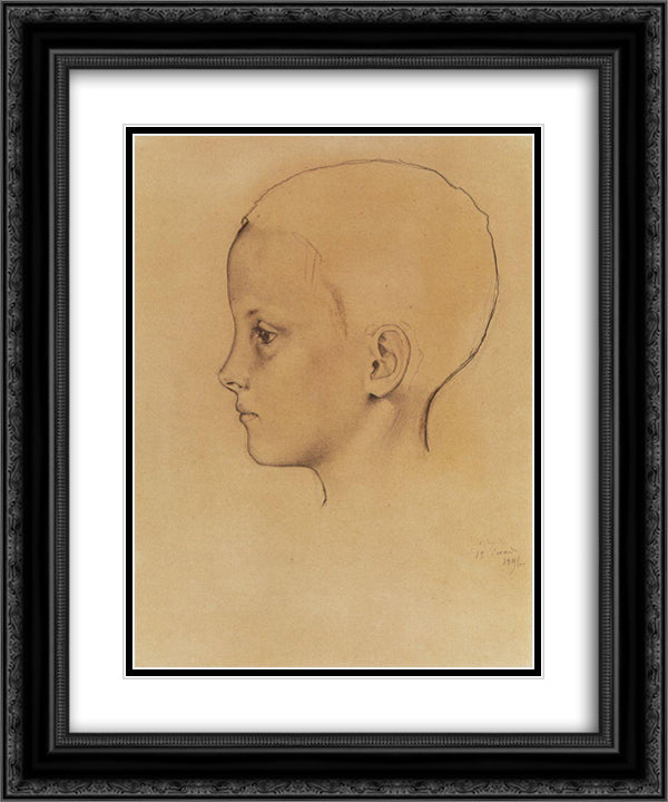 Girl Olia 1 20x24 Black Ornate Wood Framed Art Print Poster with Double Matting by Somov, Konstantin