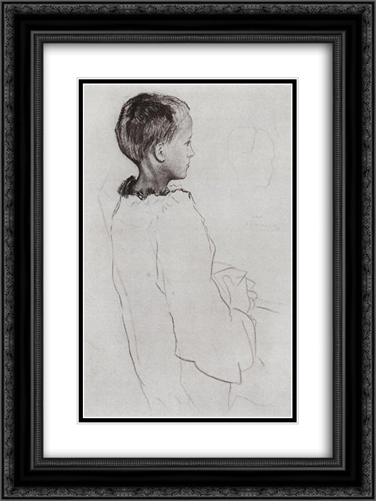 Girl Olia 2 18x24 Black Ornate Wood Framed Art Print Poster with Double Matting by Somov, Konstantin