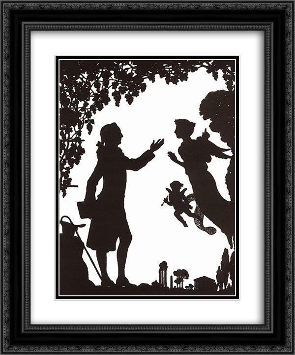 Goethe, Muse and Cupid 20x24 Black Ornate Wood Framed Art Print Poster with Double Matting by Somov, Konstantin