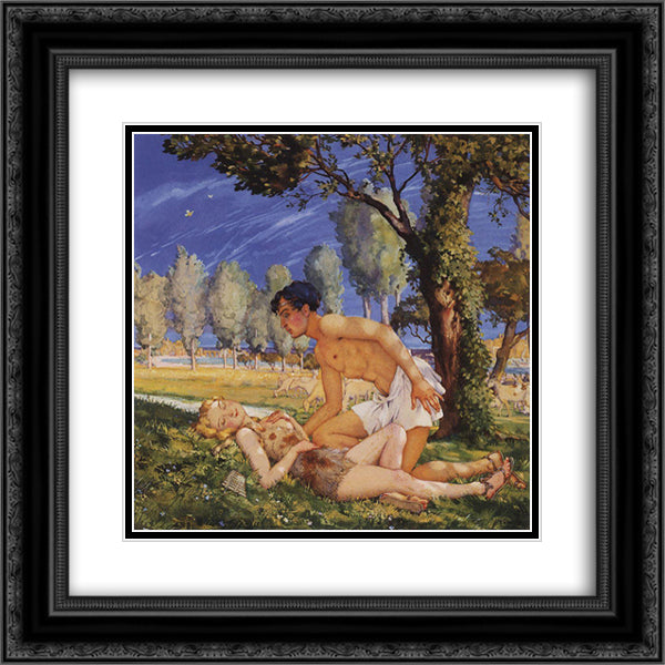 Illustration to the novel Daphnis and Chloe 4 20x20 Black Ornate Wood Framed Art Print Poster with Double Matting by Somov, Konstantin