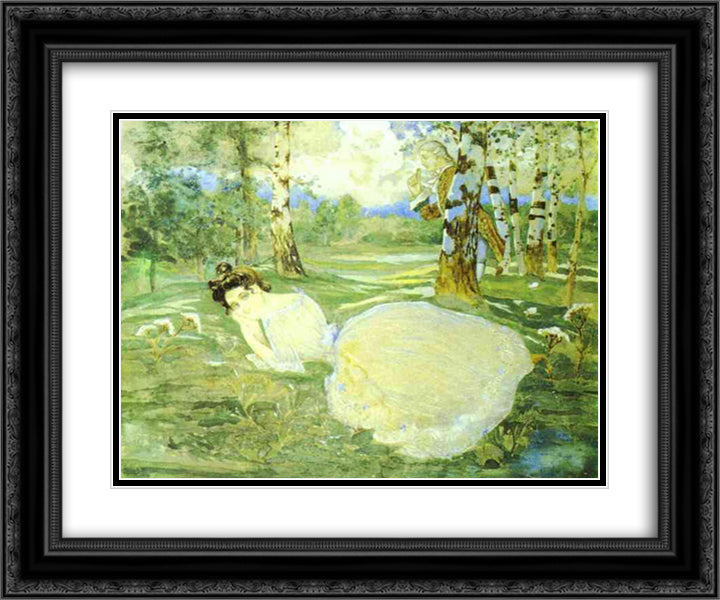 In the Forrest 24x20 Black Ornate Wood Framed Art Print Poster with Double Matting by Somov, Konstantin