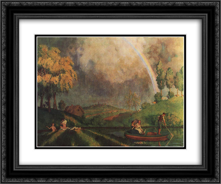 In the Summer 24x20 Black Ornate Wood Framed Art Print Poster with Double Matting by Somov, Konstantin