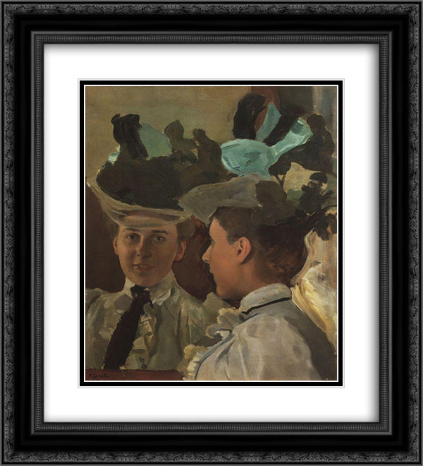 Lady at the Mirror 20x22 Black Ornate Wood Framed Art Print Poster with Double Matting by Somov, Konstantin