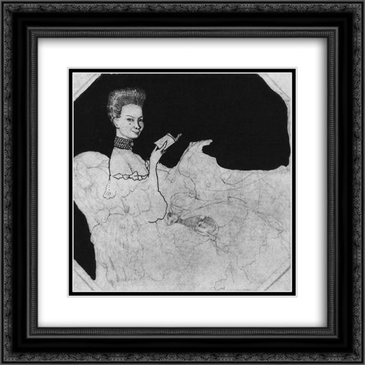 Lady with the Dog 20x20 Black Ornate Wood Framed Art Print Poster with Double Matting by Somov, Konstantin