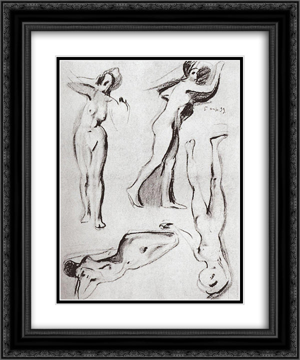 Models 1 20x24 Black Ornate Wood Framed Art Print Poster with Double Matting by Somov, Konstantin