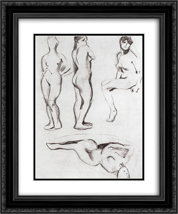 Models 2 20x24 Black Ornate Wood Framed Art Print Poster with Double Matting by Somov, Konstantin