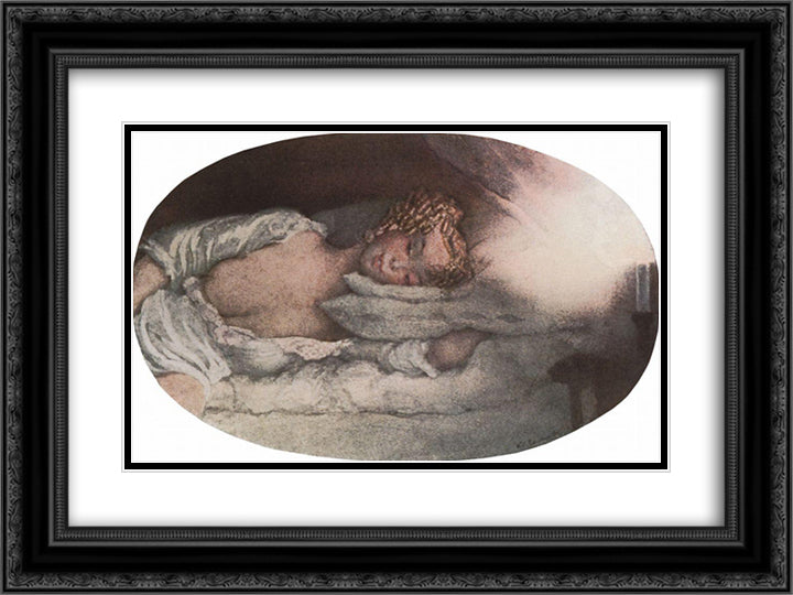 Natalia Pavlovna 24x18 Black Ornate Wood Framed Art Print Poster with Double Matting by Somov, Konstantin