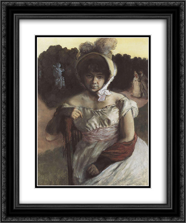 Portrait of A. Benois 20x24 Black Ornate Wood Framed Art Print Poster with Double Matting by Somov, Konstantin