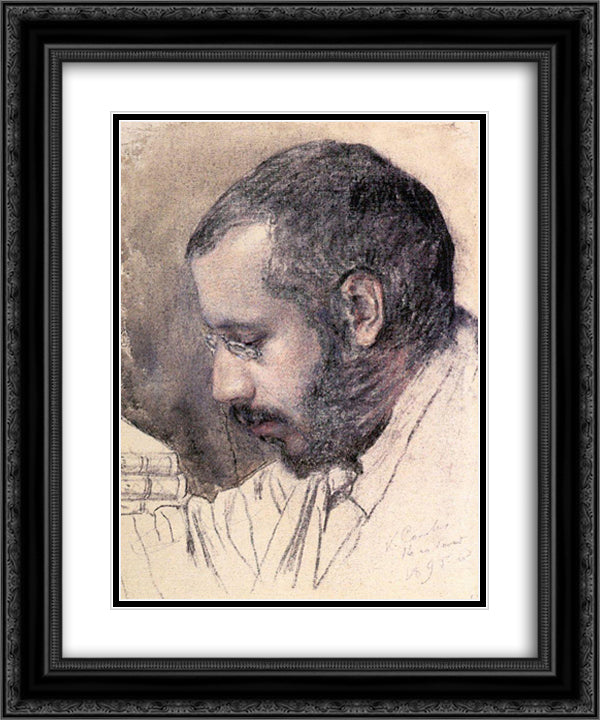 Portrait of Artist A. Benua 20x24 Black Ornate Wood Framed Art Print Poster with Double Matting by Somov, Konstantin