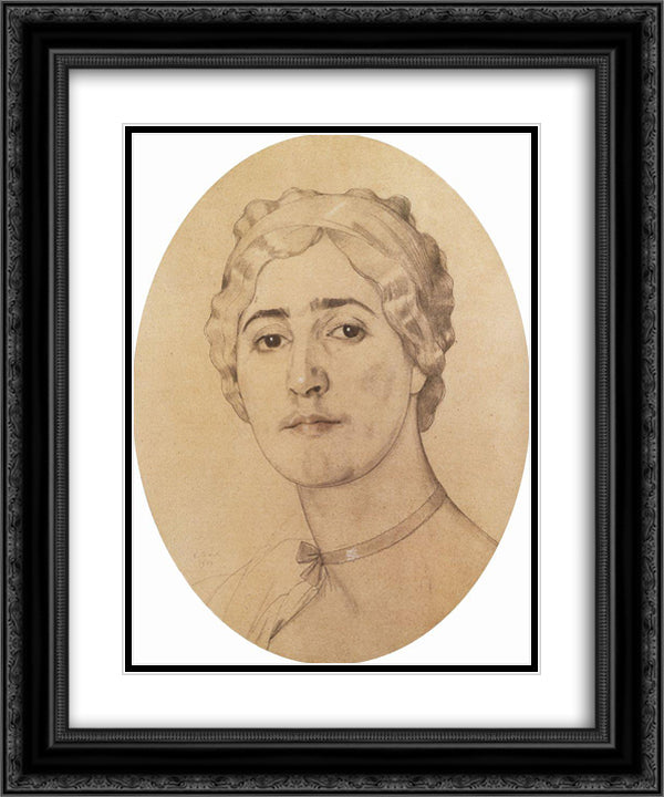 Portrait of D. Karysheva 20x24 Black Ornate Wood Framed Art Print Poster with Double Matting by Somov, Konstantin