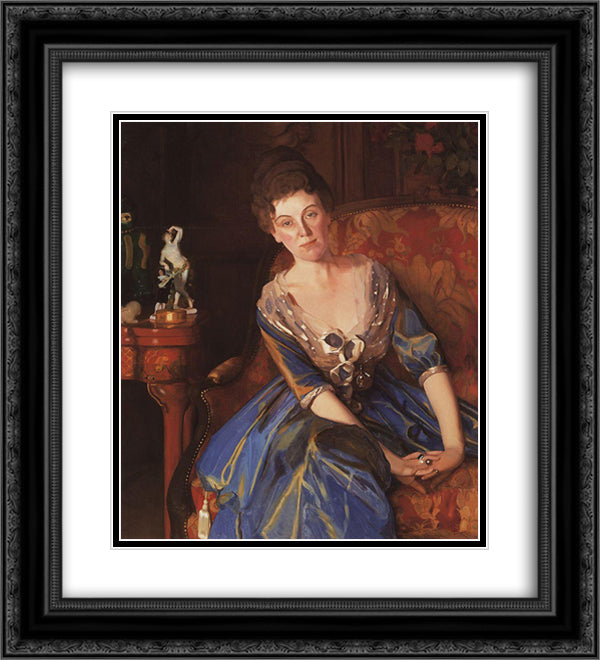 Portrait of E. Oliv 20x22 Black Ornate Wood Framed Art Print Poster with Double Matting by Somov, Konstantin