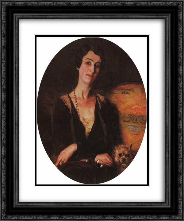 Portrait of E. Pits-Bilibina 20x24 Black Ornate Wood Framed Art Print Poster with Double Matting by Somov, Konstantin