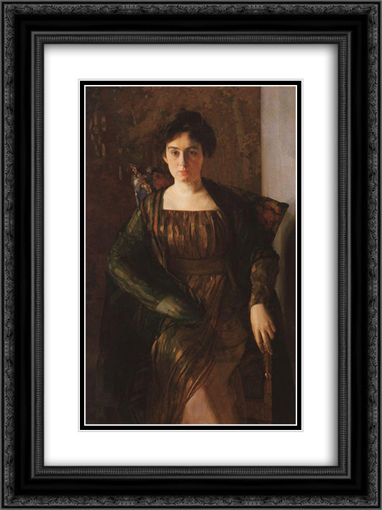 Portrait of G. Hirschman 18x24 Black Ornate Wood Framed Art Print Poster with Double Matting by Somov, Konstantin