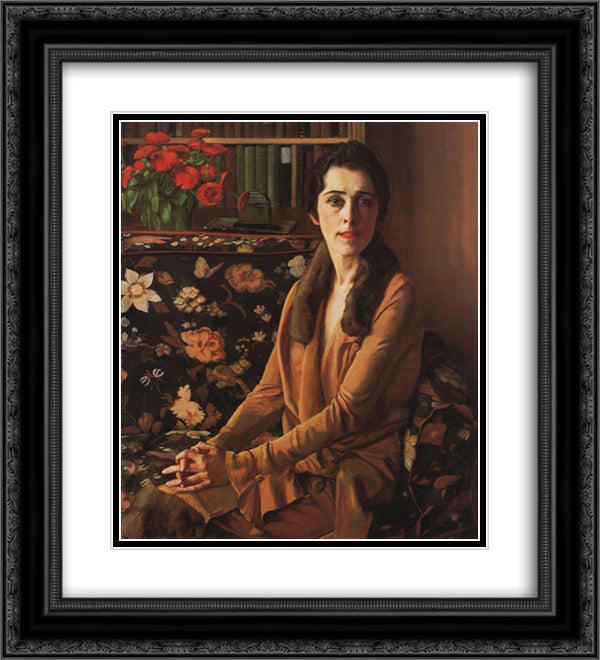 Portrait of Louise Morgan 20x22 Black Ornate Wood Framed Art Print Poster with Double Matting by Somov, Konstantin