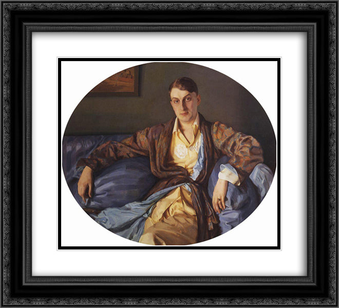 Portrait of M. Lukyanov 22x20 Black Ornate Wood Framed Art Print Poster with Double Matting by Somov, Konstantin