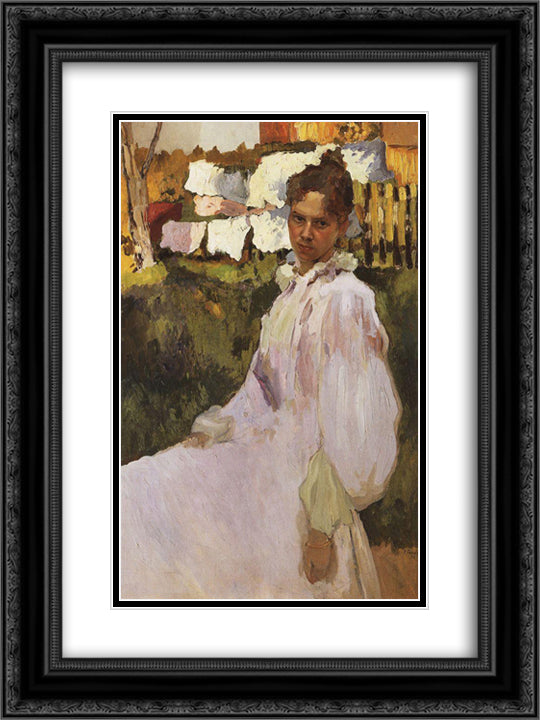 Portrait of Mrs N.F. Ober 18x24 Black Ornate Wood Framed Art Print Poster with Double Matting by Somov, Konstantin